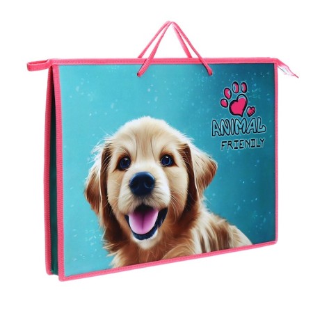 Folder for drawings and drawings A3, 470 x 345 mm, with handles, plastic/textiles, lightning from above, pr 3 -20 "Fluffy friend" 72693-1