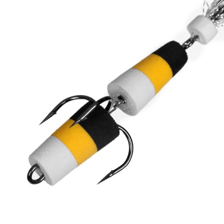 Bait jig flag No. 11, 9 cm, white, yellow, black-1