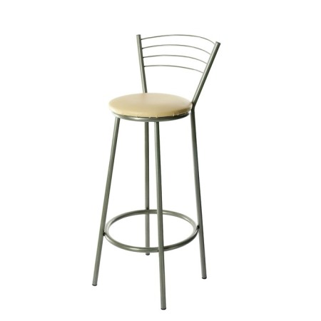 Barring stool "Tall" with a back, silver metallic/milk