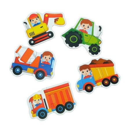 Maxi puzzles "Cars at a construction site", 5 puzzles, 10 parts-1