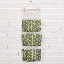 Suspendor Organizer with the pockets of the Zigzag shares, 3 departments, 18.8 × 59.5 cm, green color