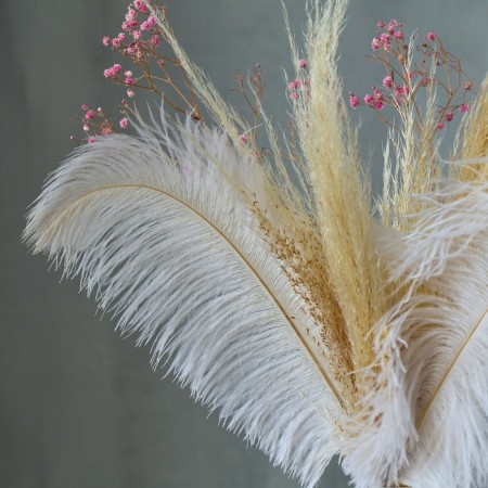 Feather for decor, size: 30-35 cm, white color-3