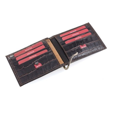 M-53 purse with a clamp, without fastening, brown, dark, crocodile-2