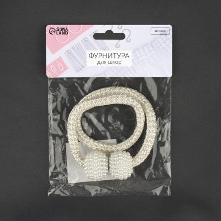 Picking for curtains "Balls from beads", d = 3 × 40 cm, white/light-nefritic color-2