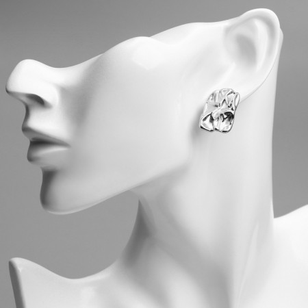 Earrings Metal Xuping waves, silver color-2