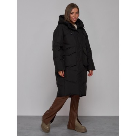 Coat insulated winter female, size 50, black color-1