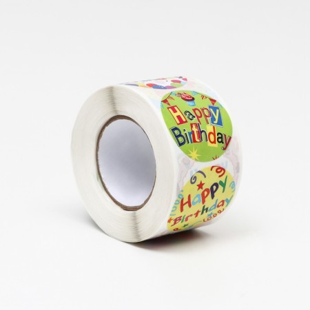Stickers in the roll "Happy Birthday!", 500 pcs, 3.8 x 3.8 cm-2