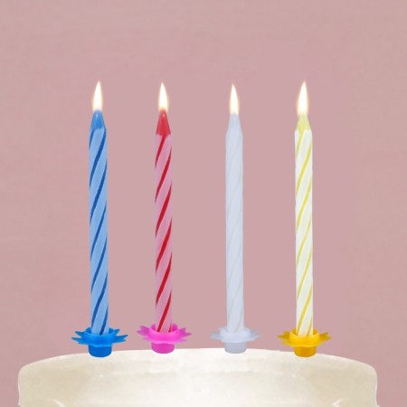 Candles for a cake in a set with a spatula for the cake "Happy Birthday", a pink blade.-8