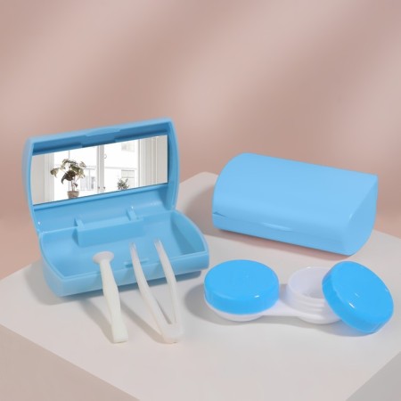 Set for contact lenses, in a case with a mirror, 4 objects, color mix-1
