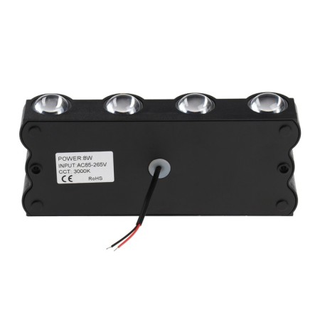 Front Facade "Gloss", FSD-044, 8 W, 3000K, 4 rays, IP65, 220 V, plastic, black-7