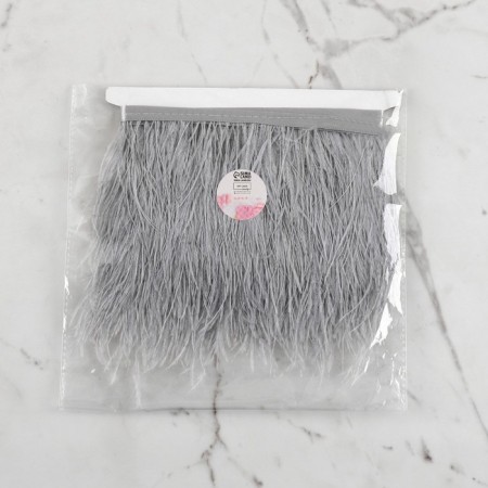 Braid with ostrich feathers, 8-10 cm, 5 ± 0.5 m, light gray color-4