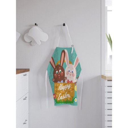 Apron kitchen with a photo print "Bunnies in the basket", adjustable, size OS-1