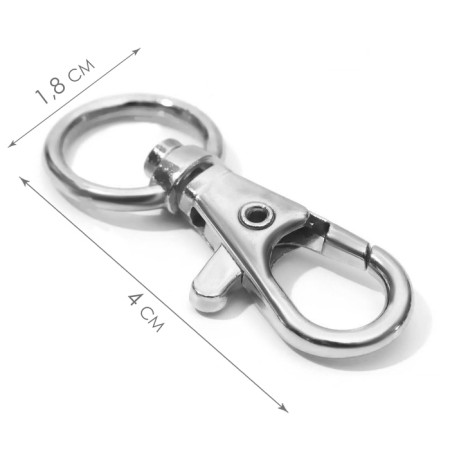 Metal carbine, 40 × 18 mm / 12 × 2.3 mm, 10 pcs, silver color-1