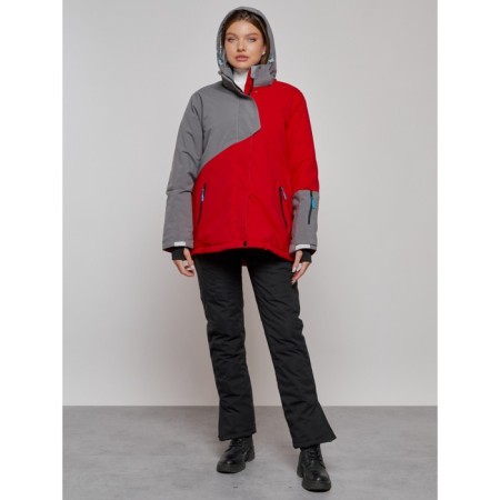 Ski jacket women's winter, size 54, red color-7