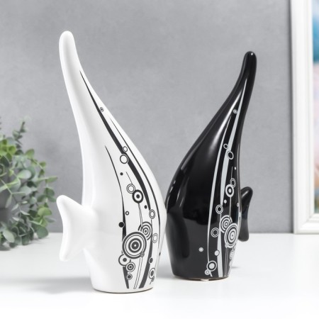 Souvenir Ceramics "Fish is white and black with algae and bubbles" Set 2 pcs 28x13 cm-2