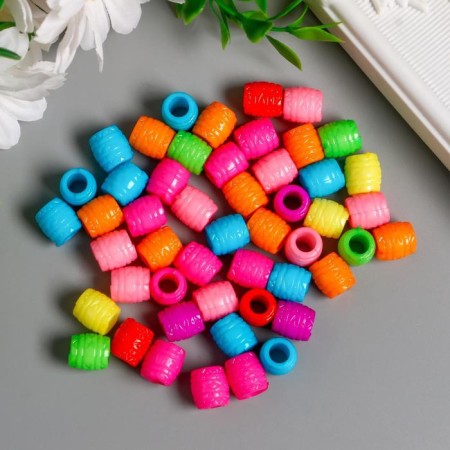 Beads for creativity plastic "ribbed" color set 80 pcs 1x1 cm-1