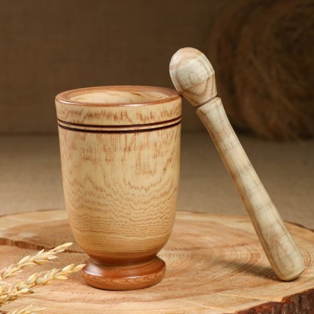 Set: a mortar with a pestle, ash, 13 cm, mix-7