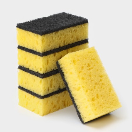Household sponge "Royal Lilia", 450 g/m2, 105 × 65 × 35 mm, abrasive canvas-1
