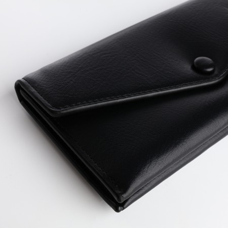 Women's wallet on the button, black color-2