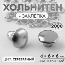 Хольнитен-заклёпка, двусторонний, d = 6 × 6 мм, цвет серебряный, цена за 1 штуку
