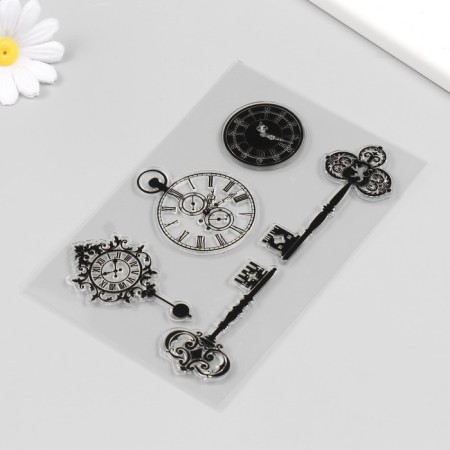 Stamp for creativity Silicon "Vintage. Clock and Keys" 16x11 cm-1