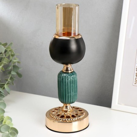 Summary metal per 1 candle "marble" black with gold 21x9.5x9.5 cm-1