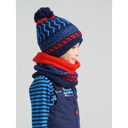 Knitted set for a boy: hat and snood, size 52