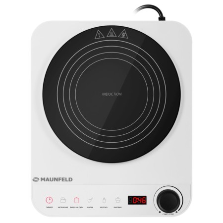 Induction tile Maunfeld EFI271MWH, 2000 watts, 1 burner, timer, white and black-3