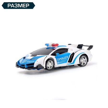 Robot radio -controlled "policeman", light effects, transforms from the remote control-2