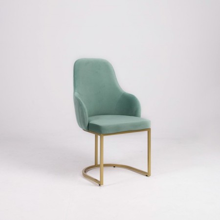 Monro chair, 62 × 60 × 98 cm, color aquamarine, gold frame