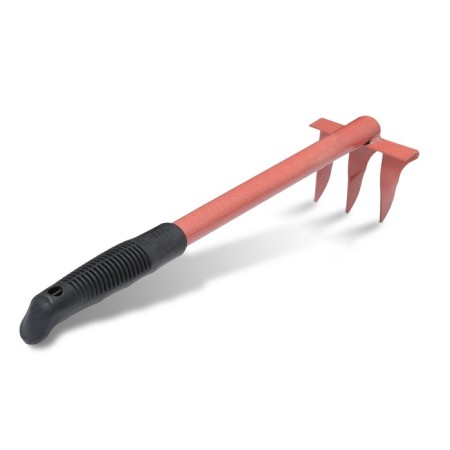 Small straight rakes, 3 twisted teeth, length 38 cm, metal, metal handle, mix-1
