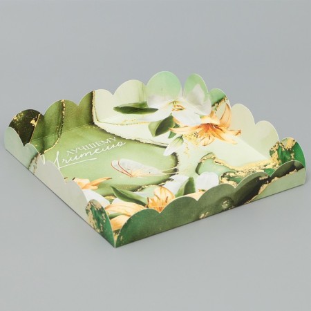 Cookie box, confectionery packaging with PVC lid, “best teacher”, 18 x 18 x 3 cm-2