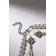 Set 2 objects: earrings, Antoinette necklace, white color in silver, 40 cm