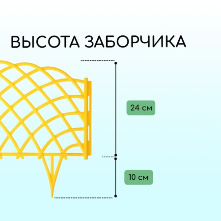 Decorative fence, 34 × 270 cm, 6 sections, plastic, yellow, “diadem”-1