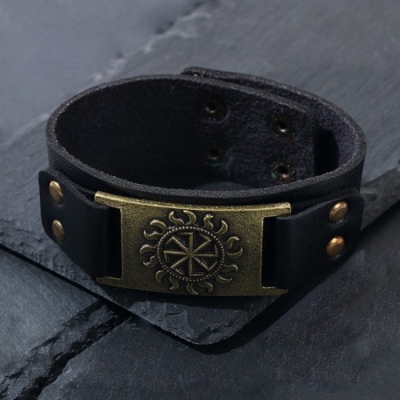 Bracelet-cooker "Kolovrat" the sun, black color with black gold, 23 cm-2