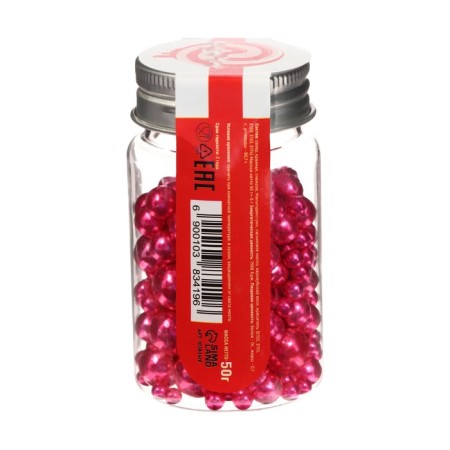 Confectionery sprinkling "different sizes", balls, dark pink, 50 g-2