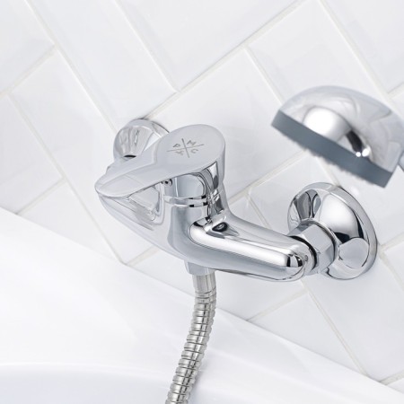 Shower mixer RMS SL86-003, one-leaf, with a shower set, chrome-3