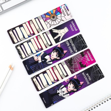 A set of cardboard bookmarks with hints, 5 pcs "Gothic"-1