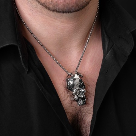 Unisex "Skull" half, half of black silver, 60 cm-3