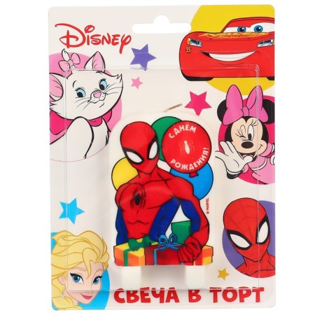 Candle for the cake "Happy Birthday!", 9 x 5.3 cm, Spider-Man-3