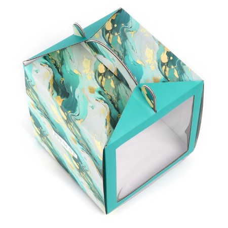 Confectionery box with a window, a chest, "marble", 20 x 20 x 20 cm-2