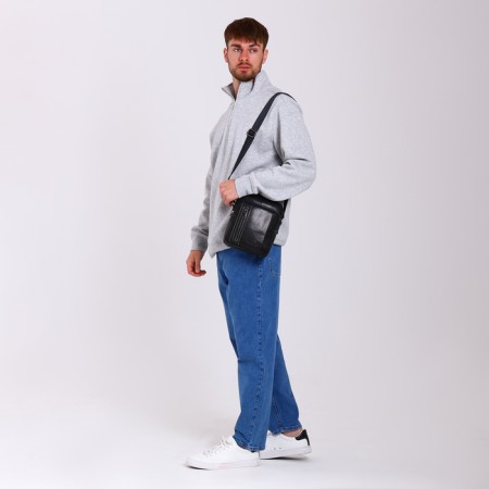 Male bag, Fidelio Largo, genuine leather, black color-5