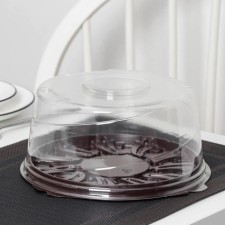The cake plastic disposable with the lid U-77, 22.5 × 10.7 cm, the inner 19 × 9.3 cm, the color is transparent, brown