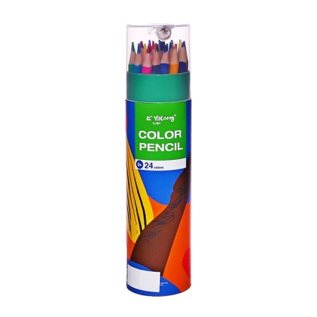 Pencils 24 colors, in a tube, hexagonal, wooden, abstraction-6