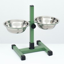Stand with bowls, 2 x 500 ml, height 30 cm, collapsible, green
