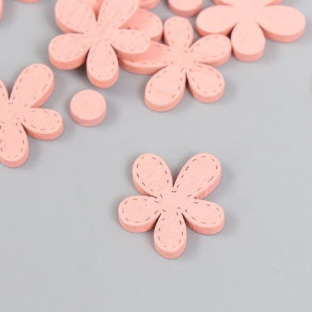 Decor for creativity tree "Chamomile and core" set 10+10 pcs Pink powder 2.3x2 cm-1
