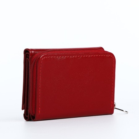 Women's wallet on the button, red color-1