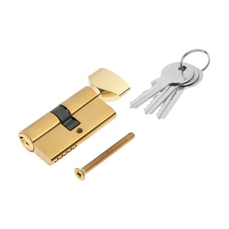 Cylinder mechanism, 60 mm, with a turntable, English key, 3 keys, gold