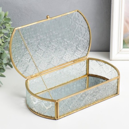 Casket glass with a metal frame "Pattern" gold 5.5x13.5x24.5 cm-1