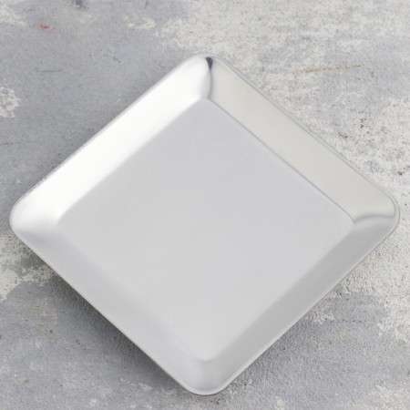Square Plate Climber with one candle, 12.6x1.3 cm, chrome-2